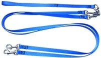 A Blue Color Nylon Double Leash With Buckle