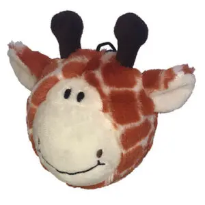 A Giraffe Toy Head in Orange and Skin Color