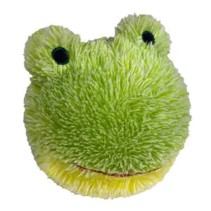 A Frog Shaped Yawn Toy in Green and Yellow